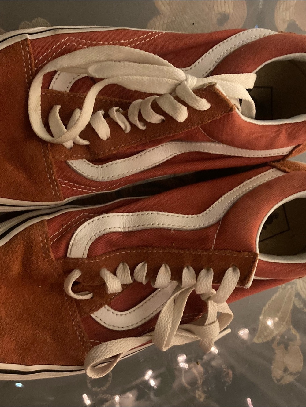 Vans Low-Top Suede & Canvas Sneakers in Rust and White